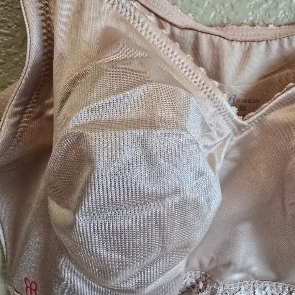 Ruby Ribbon Lace Demiette Bra Pale Pink Nude Wire Free Support Size 38 - Picture 3 of 7